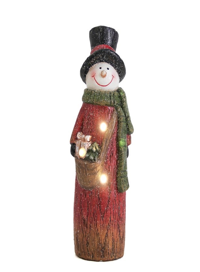 Smadeer Christmas Snowman with LED Light Decorations, Christmas Snowman Light Up for Home Indoor Party, Holiday Resin Snowmen Statue Art Decor, 9.8 inch Winter Figurine for Table Shelf, Xmas Gift - Image 1